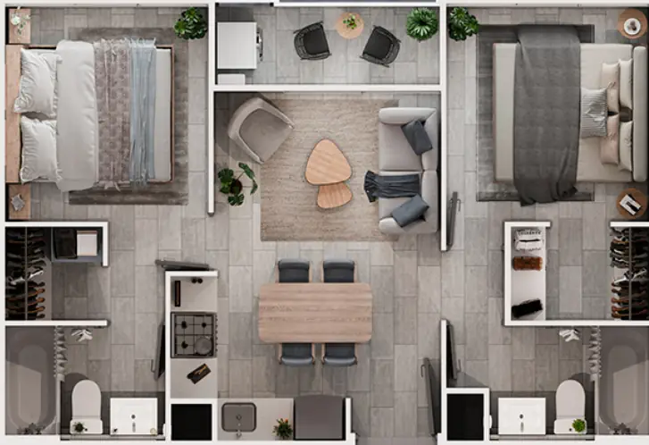 Departamento Mariposa 2d2b 44 m2 venta con estacionamiento entrega futura 2029