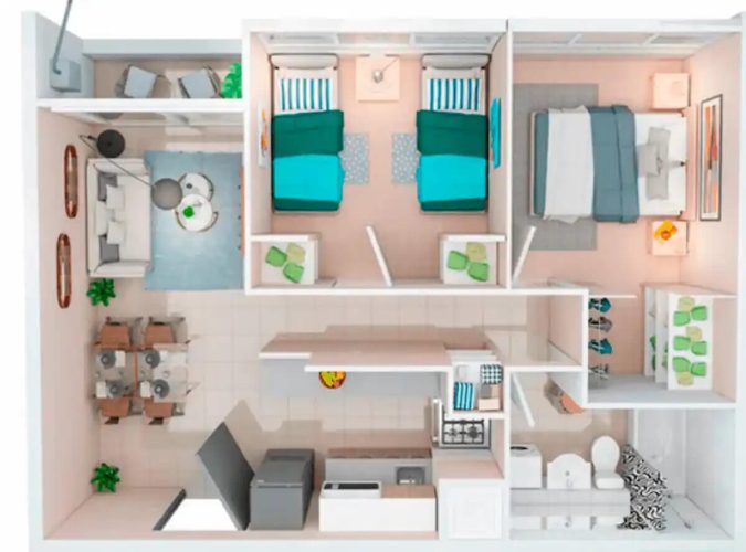 departamento 2 dormitorio 1 baño 44 m2 en Rancagua venta venta con bono pie