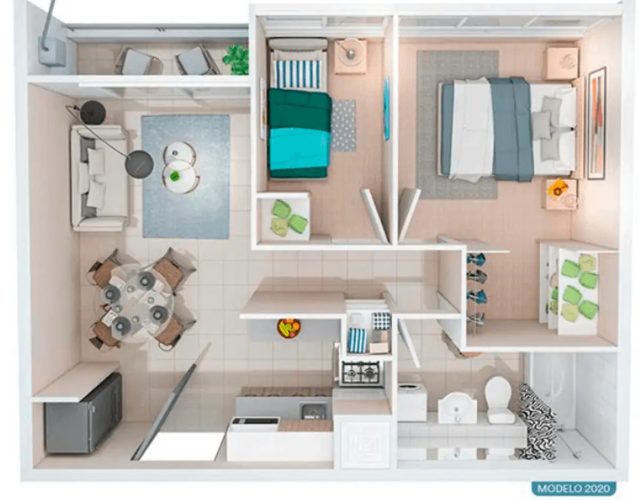 Plantta 2 dormitorio 1 baño 37 m2 venta en Quinta Normal con bono pie
