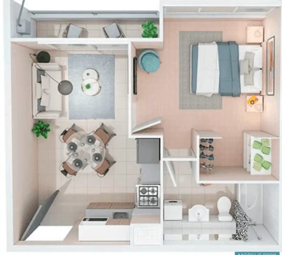 Departamento 1 dormitorio 1 baño 33 m2 en Temuco venta con Bono pie