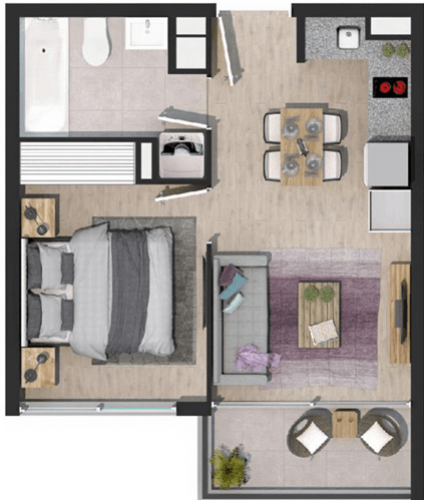 Departamento 1 dormitorio 1 baño 36,27 m2 entrega Inmediata venta con ayuda para el pie