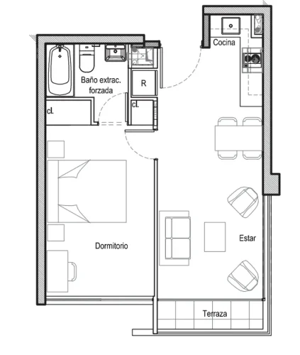 Departamento 1dormitorio 1 baño 38,5 m2 entrega inmediata La Florida bono pie