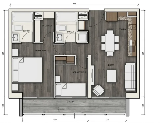 Departamento 2d2b 58 m2 en Ñuñoa entrega inmediata venta con boino pie