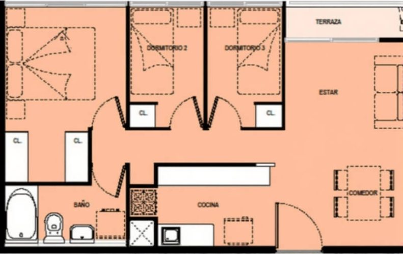 Departamento 3 dormitorio 1 baño 48 m2 entrega inmediata en Cerrillos venta con bono pie