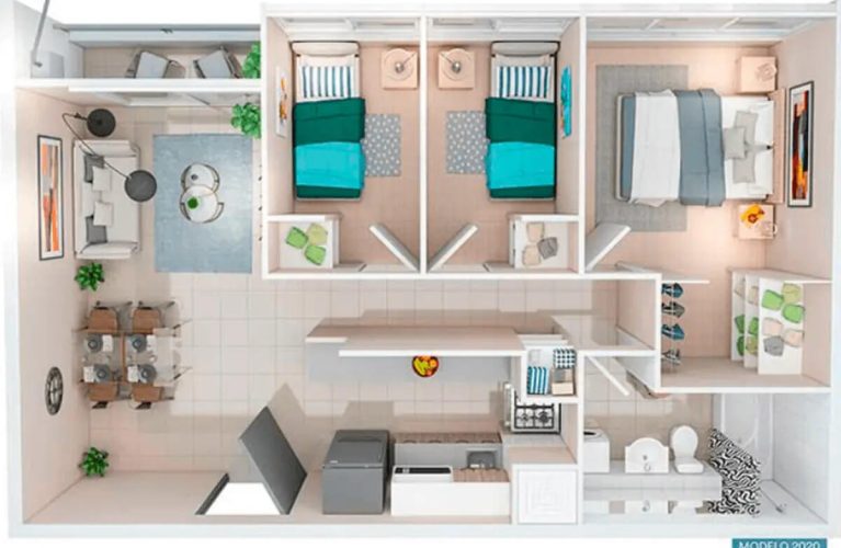 Departamneto 3dormitorio 1 baño 48 m2 entrega inmediata venat con bono pie