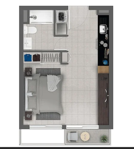 Departamneto estudio totales 31,33 m2 entrega inmediata espacio patra una cama 2 plazas