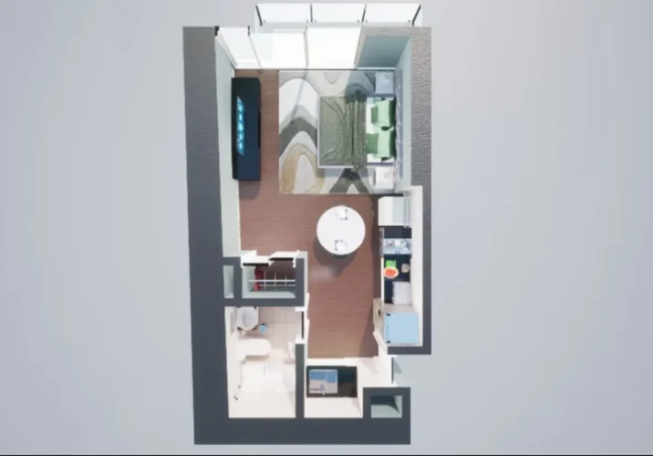Planta estudio Estación Central, venta con bino pie