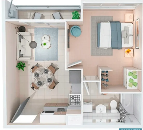 Planta 1D1B 32 M2 Venta en Independencia con subsidio adjudicado