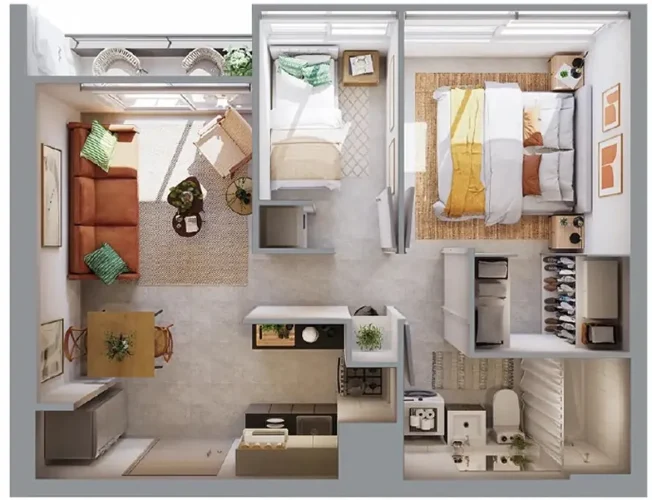 Planta 2d1b 37 m2 entrega futura paga pie en cuotas