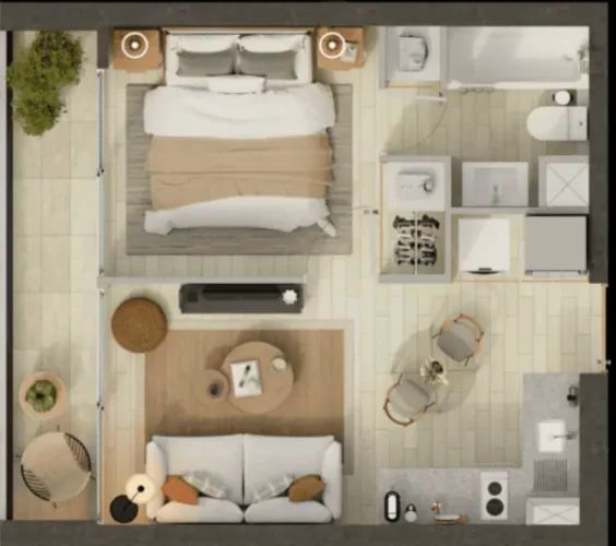 Planta 1D1B 35,80 M2 amplio dormitorio y espacios a la medida venta con bono pie