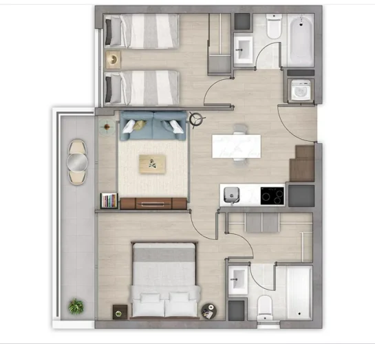 Planta 2d2b 54,6 m2 venta La Florida bono pie