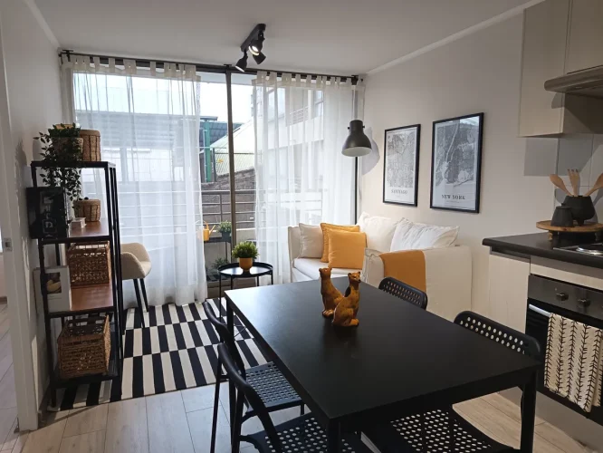Living comedor vista balcon departamento entrega inmediata bono pie y tasa rebajada Cerrillos