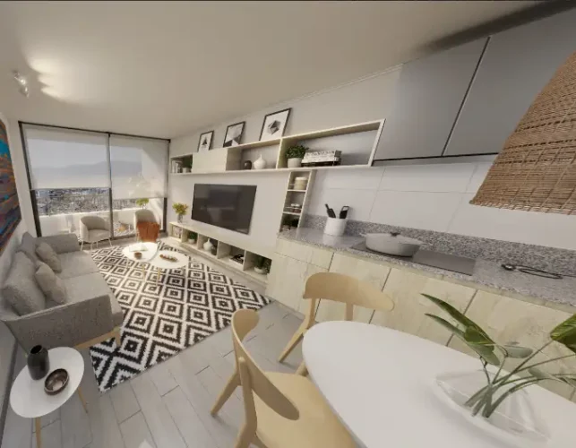 Living comedor departamento grandes espacios venta con bono pie