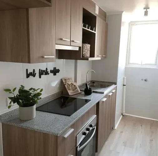 Cocina amoblada con conexión a lavadora. venta con bono pie