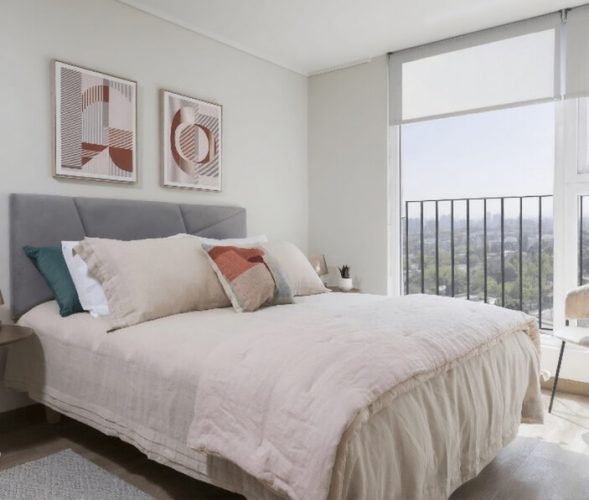 Dormitorio espacio para cama de 2 plazas entrega inmediata ayuda para el pie metro Villa Frei Ñuñoa