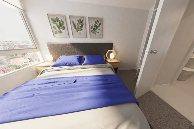 Dormitorio principal cama 2 plazas venta con bono pie y tasa rebajada