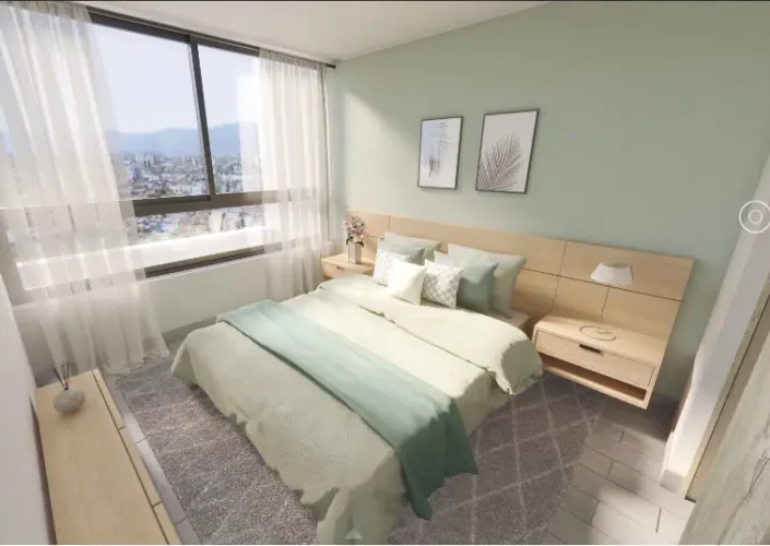 Dormitorio principal cam,a 2 plazas venta con bono pie en Ñuñoa