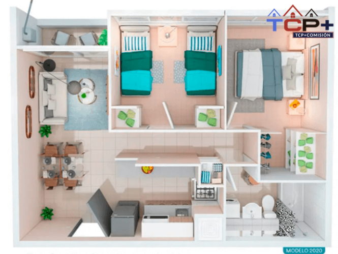 1) Planta 2d1b 42,83 m2