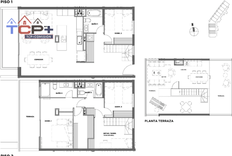 1) Planta 4d3b Duplex Edificio C numero 302 Totales 213,49 m2 interior 130,01 terraza 83,48 m2