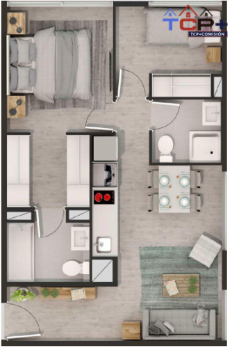 2 ) Planta 2D2B 51,3 M2 Tipo J