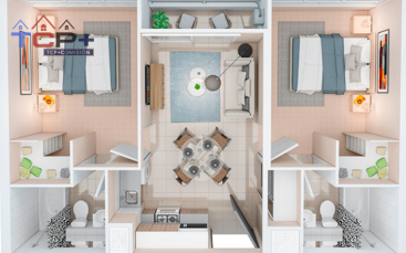2) Planta 2d2b Mariposa Totales 42,59 m2 Terraza 2,23 m2 Interior M2