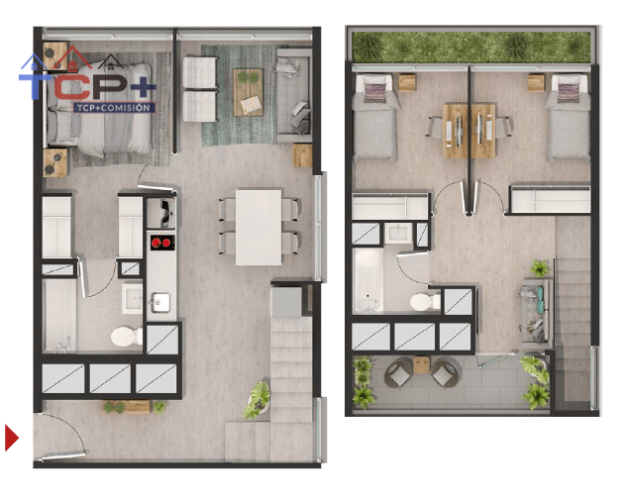 2) Planta 3d2b Tipo O medidas totales 93,11 M2