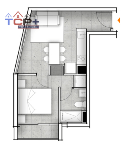 2) Planta Tiopo D 1D1B Totales 31,80 m2 Terrasza 1,28 m2 Interior 30,52 m2 .
