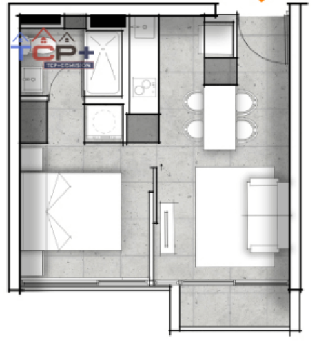 2) Planta Tipo A 1D1B Totales 32,70 m2 Terrasza 1,16 m2 Interior 31,54 m2 .