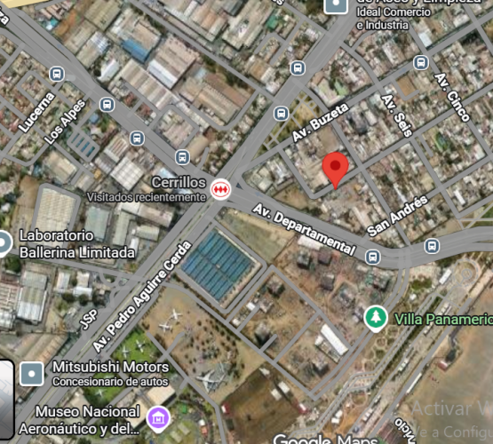 Mapa drirecion del departanneto y el metro Cerrillos