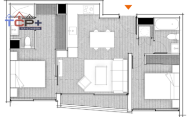 3) Planta Tipo E 2d2b Totales 55,39 m2 Terraza 3,25 m2 Interior 52,14 m2
